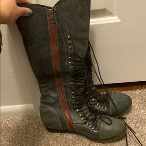 Leather lace up boots